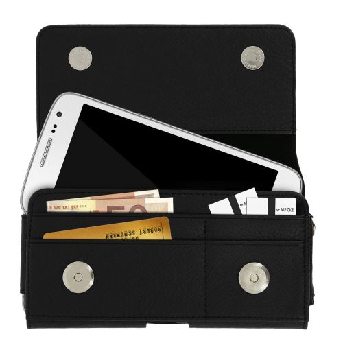Housse ceinture Smartphone 6'' Étui Porte-cartes Passant-ceinture & Clip - Noir