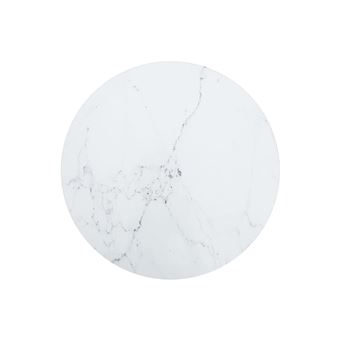 vidaXL Dessus de table Blanc Ø40x0,8cm Verre trempé avec design marbre - 1