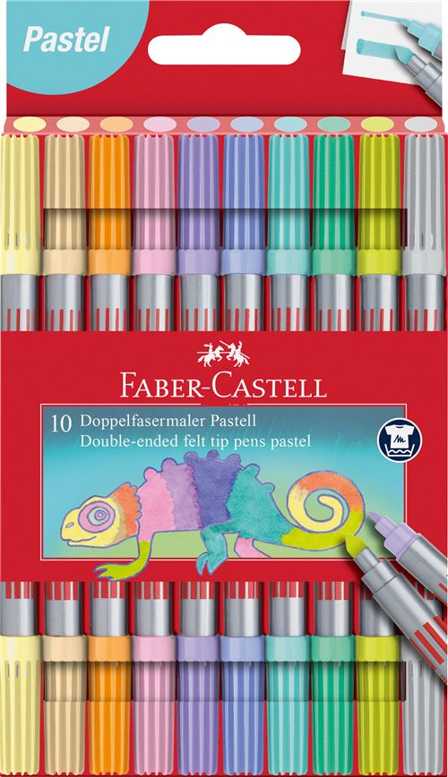 Feutres double pointe Faber-Castell Pochette 10 couleurs pastel