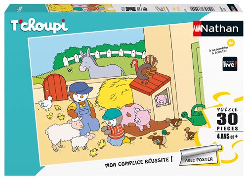 Puzzle enfant 30 pièces Nathan T'Choupi à la ferme État correct - N/A reconditionné disponible sur Fnac