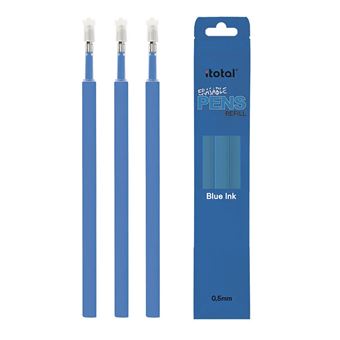 Set 3 pièces recharges stylos effaçables Itotal 0,5 mm Bleu