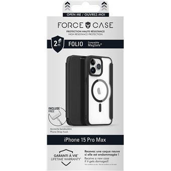 Folio Renforcée Forcecase Magsafe pour iPhone 15 Pro Max Noir