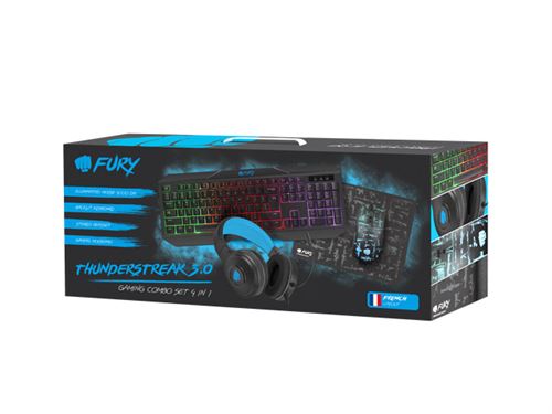 Pack Gaming 4 en 1 Fury Thunderstreak 3.0 Noir et bleu