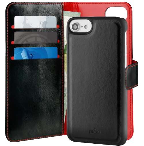 Etui Folio Puro avec magnet détachable Noir et Rouge pour iPhone 6, 6s, 7 et 8