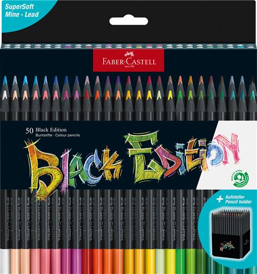 Etui de 50 crayons de couleur Faber-Castell Black Edition