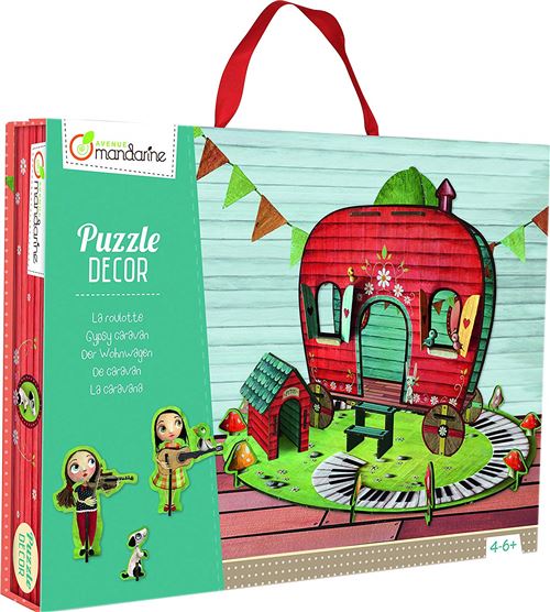 Avenue Mandarine Gypsy Caravan Scene Puzzle For Kids – Includes 3 Figures & Carry Handle Box