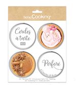 Pack de 4 cercles à tarte individuels perforés Scrapcooking Rond Inox 8 cm