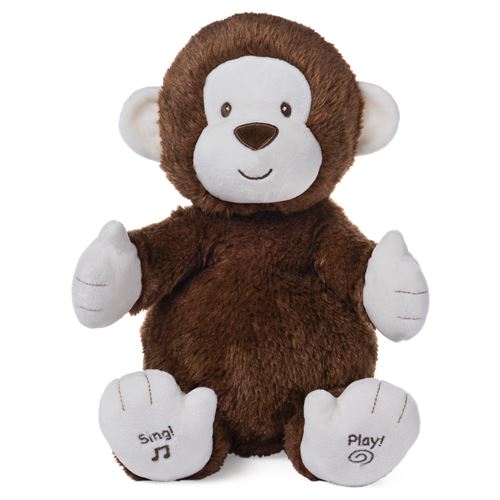 Animal en peluche Gund Clappy Le Singe Animé 30 cm Marron et Blanc