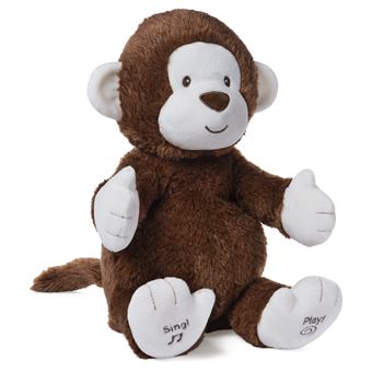 Animal en peluche Gund Clappy Le Singe Animé 30 cm Marron et Blanc