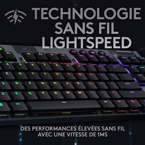 Clavier Gaming sans fil Logitech G915 Lightspeed TKL Linéaire Noir carbone  - Clavier - Achat & prix