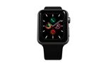 Apple Watch Series 5 GPS, 44mm boîtier aluminium noir avec Bracelet Sport Noir Reconditionné par Renewd