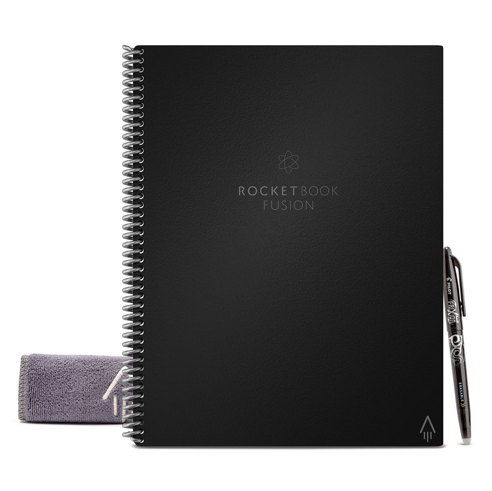 Rocketbook Core Carnet Réutilisable Spirale Letter 21x29,7 Cm Noir Ligné - Connecté App Effaçable Pour École Travail Créativité