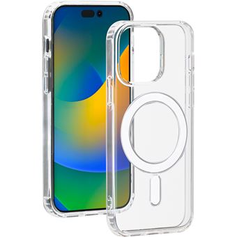 Coque hybride en silicone BigBen Connected Magsafe pour iPhone 15 Pro Transparent