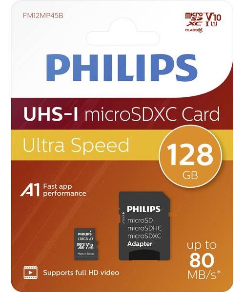 Philips FM12MP45B - Carte mémoire flash - 128 Go - UHS Class 1 / Class10 - SDXC