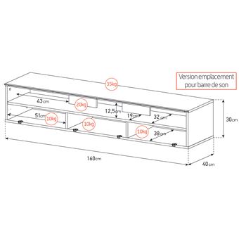 Meuble TV Meliconi Torino 160 M00010 Bois foncé