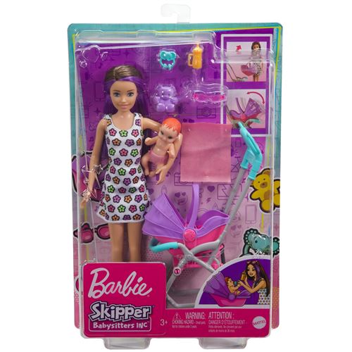 Poupée Barbie Coffret Skipper Baby-Sitter Balade Poussette