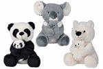 Personnage en peluche Nicotoy Panda Koala ou Ours avec bébé 28 cm Modèle aléatoire