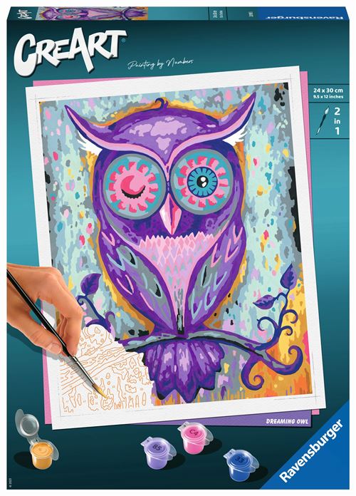 Peinture Au Numéro Ravensburger Creart Format Grand Hibou Rêveur