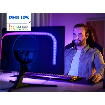 Bande lumineuse LED 65 Blanc et couleur Lightstrip Philips Hue Play  Gradient 1.6 m Noir Boîtier de synchronisation requis - Lampe connectée