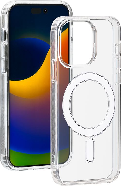 Coque hybride en silicone BigBen Connected Magsafe pour iPhone 15 Pro Max Transparent