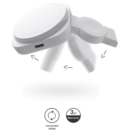 ZENS 2-in-1 - Plot de charge sans fil - 2-en-1 MagSafe + Watch - 20 Watt - sur le câble : USB-C - blanc - pour Apple AirPods with MagSafe Charging Case; AirPods Pro; iPhone 12, 13, 14