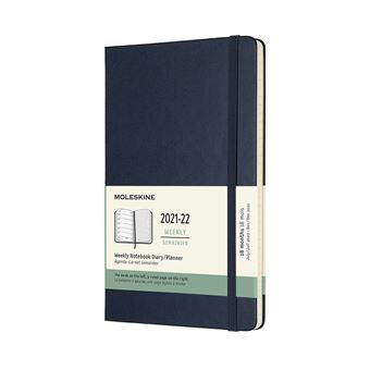 Agenda scolaire semainier Moleskine Couverture rigide 2021-2022 Bleu