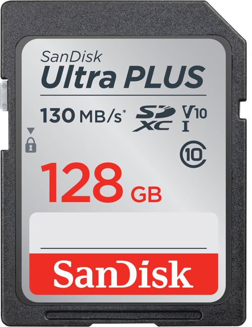 Carte Mémoire SanDisk Ultra Plus SDHC/SDXC 128 Go 130 Mo/s UHS-I