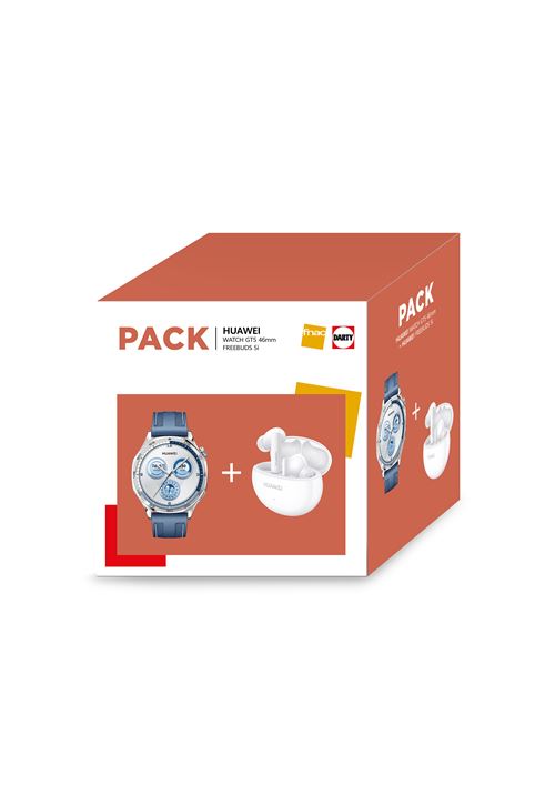 Pack Fnac Montre Connectée Huawei Watch Gt 5 46 Mm Acier Inoxydable Avec Bracelet En Nylon Bleu + Freebuds 5I Blanc