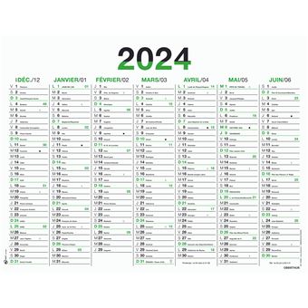 Calendrier planning Oberthur 2024 7 mois 42 x 32 cm PEFC Fluo Vert