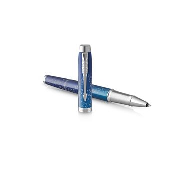 PARKER IM Premium Stylo roller, gris argenté, Recharge noire pointe fine,  Coffret cadeau