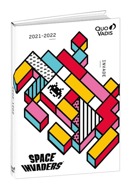 Agenda scolaire journalier Quo Vadis Space Invaders 2021 2022 12 x 17 cm Modèle aléatoire