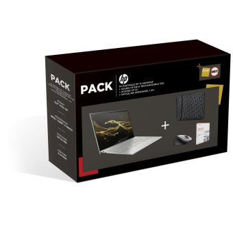 Pack PC Ultra-Portable HP 13-aq0011nf 13.3" FHD Intel Core i7 8 Go RAM 512 Go SSD Argent + Souris + Housse + Microsoft Office 365 Personnel 1 an