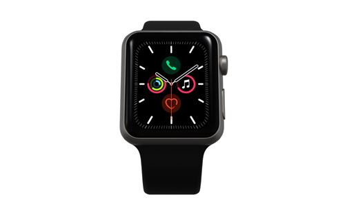 Apple Watch Series 5 GPS, 40mm boîtier aluminium noir avec Bracelet Sport Noir Reconditionné par Renewd