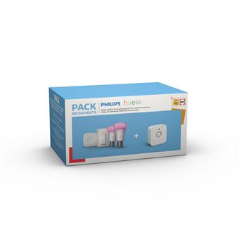 Pack Découverte Fnac/Darty Philips Hue Détecteur de mouvement + Kit de démarrage E27x2 et Télécommande 2022 Blanc - 1