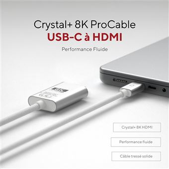 Câble USB-C Lnq vers HDMI Pro 8K/60Hz 2 m Gris sidéral