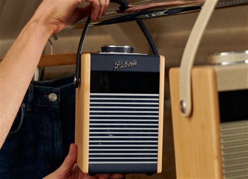 Radio-réveil Rétro Rambler MIDI – DAB+/FM, Bluetooth, Portable Bleu Marine | Format Vertical, Prise Casque, USB