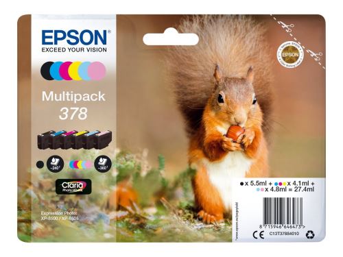 Pack de Cartouche d encre Epson Ecureuil 378 Noir, Cyan, Magenta, Jaune, Cyan clair et Magenta clair