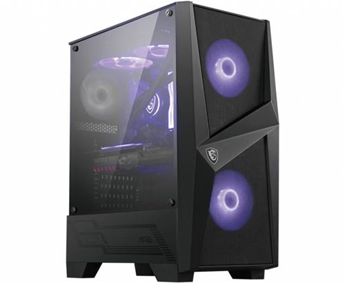 Boîtier PC gaming MSI MAG FORGE 100M moyen tour noir RGB avec panneau latéral vitré