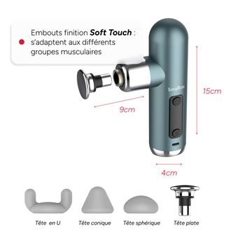 Masseur Corporel Terraillon Mini Massager Avec 4 Embouts - Neuf, Pour Détente Musculaire