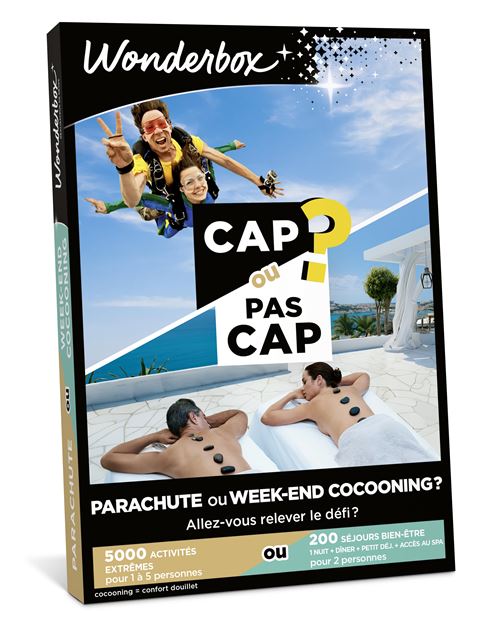 Coffret cadeau Wonderbox Cap ou Pass Cap Parachute ou week-end cocooning