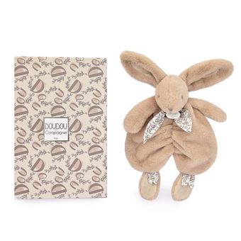 Doudou Et Compagnie Peluche Coniglio Lapin Doudou 29 Cm – Beige Sabbia Con Sciarpa In Lino, In Scatola Regalo