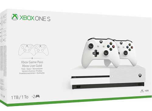 Microsoft Xbox One S - Two-Controller Bundle - console de jeux - 4K - HDR - 1 To HDD - blanc