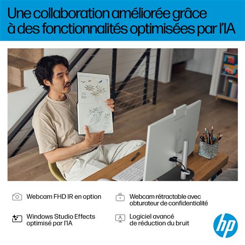 Ordinateur de bureau Tout-en-un IA nouvelle génération HP 27 pouces