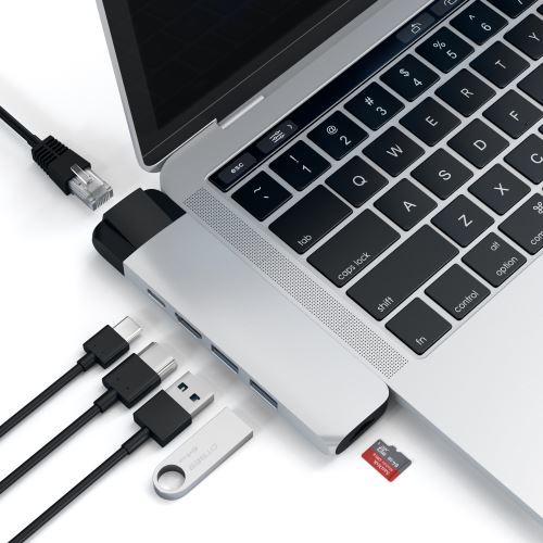 Adaptateur Satechi Hub Pro Type-C avec Ethernet et HDMI 4K Argent