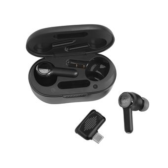 JBL Quantum TWS - Véritables écouteurs sans fil avec micro - intra-auriculaire - Bluetooth - Suppresseur de bruit actif - USB-C via un adaptateur Bluetooth - noir