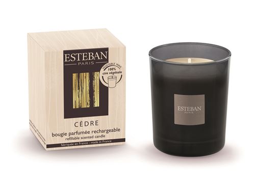 Bougie parfumée initiale rechargeable Esteban Cèdre