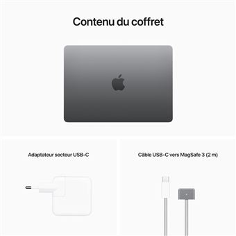 Apple MacBook Air 13'' 512 Go SSD 8 Go RAM Puce M2 CPU 8 cœurs GPU 10 cœurs Gris sidéral Nouveau