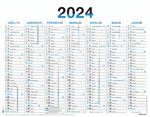 Calendrier planning Oberthur 2024 7 mois 42 x 32 cm PEFC Fluo Bleu