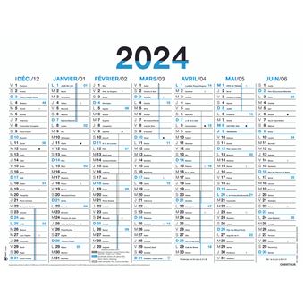 Calendrier planning Oberthur 2024 7 mois 42 x 32 cm PEFC Fluo Bleu