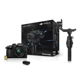 Hybride pakket Panasonic Lumix GH5 Zwart + G-lens Vario 12-60 mm f / 3.5-5.6 Asph. Power O.I.S + 32 GB SD-geheugenkaart + 2e batterij + DJI Ronin-SC-stabilisator